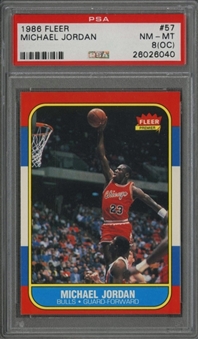 1986/87 Fleer #57 Michael Jordan Rookie Card – PSA NM-MT 8 (OC)